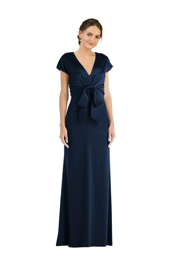 Long Dark Navy Cap Sleeves Trumpet Keyhole Back Formal Evening Gown / Prom Dress / Bridesmaid Dress Birmingham