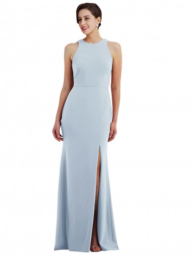 Long Light Sky Blue Sleeveless Trumpet Open Back Stretch Crepe Formal Evening Gown / Prom Dress / Bridesmaid Dress Birmingham