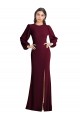 Long Burgundy Gold Puff Sleeves Trumpet Open Back Formal Dress / Bridesmaid Dress Birmingham