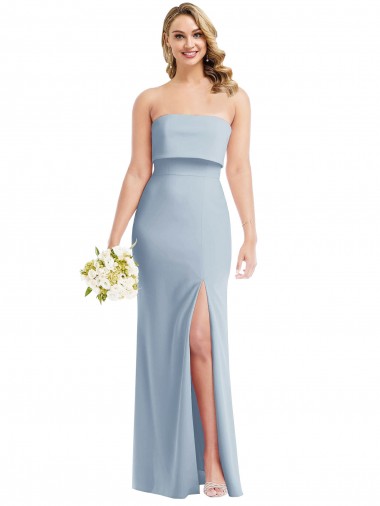 Long Light Sky Blue Sleeveless Trumpet Low Back Semi Formal Evening Dress / Prom Dress / Bridesmaid Dress Birmingham