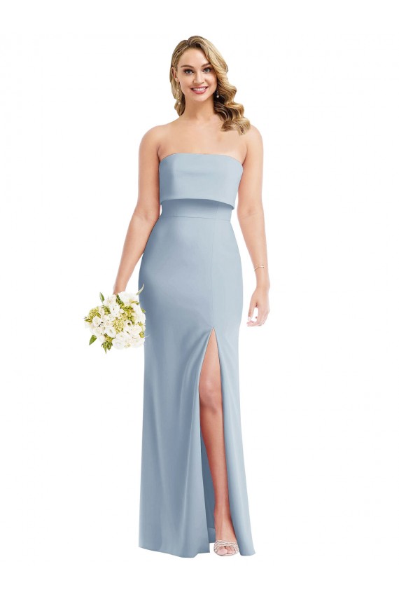 Long Light Sky Blue Sleeveless Trumpet Low Back Semi Formal Evening Dress / Prom Dress / Bridesmaid Dress Birmingham