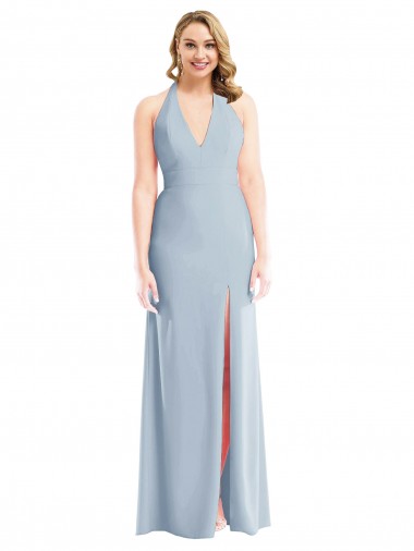 Long Light Sky Blue Sleeveless Trumpet Open Back Bridesmaid Dress / Evening Dress Birmingham