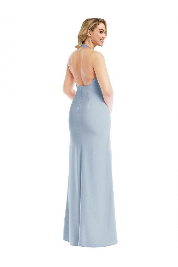 Long Light Sky Blue Sleeveless Trumpet Open Back Bridesmaid Dress / Evening Dress Birmingham