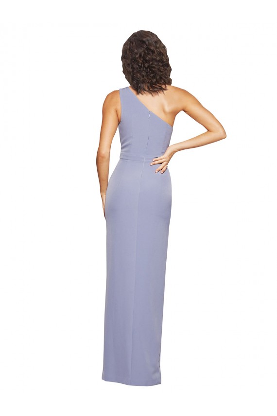 Long Smoke Blue Sleeveless Sheath Side Slit Formal Evening Gown / Prom Dress / Bridesmaid Dress Birmingham
