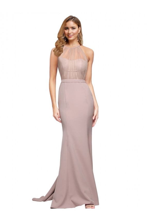 Sweep Train Dusty Pink Sleeveless Sheath Formal Evening Gown / Prom Dress / Bridesmaid Dress Birmingham