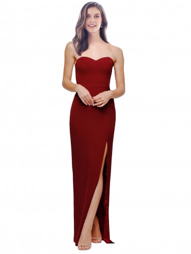 Long Burgundy Sleeveless Sheath Low Back Bridesmaid Dress / Evening Dress Birmingham
