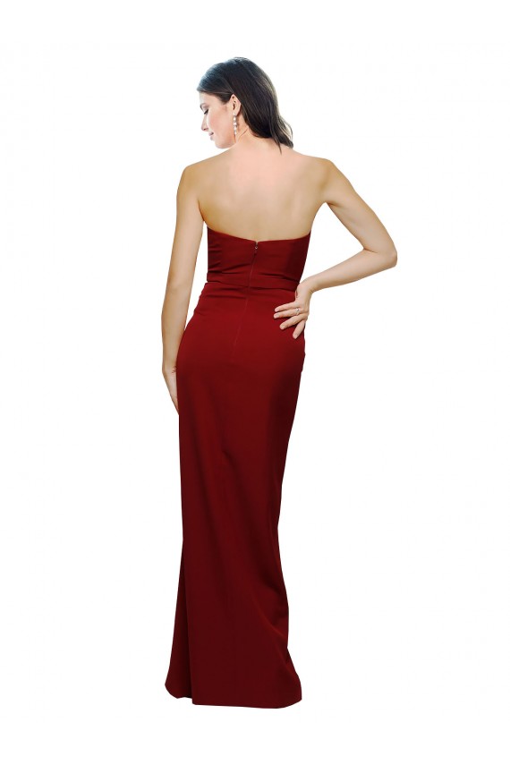 Long Burgundy Sleeveless Sheath Low Back Bridesmaid Dress / Evening Dress Birmingham
