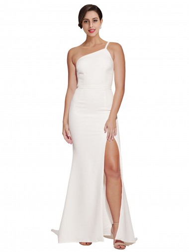 Sweep Train Ivory Sleeveless Sheath Side Slit Semi Formal Evening Dress / Prom Dress / Bridesmaid Dress Birmingham