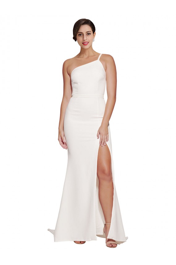 Sweep Train Ivory Sleeveless Sheath Side Slit Semi Formal Evening Dress / Prom Dress / Bridesmaid Dress Birmingham