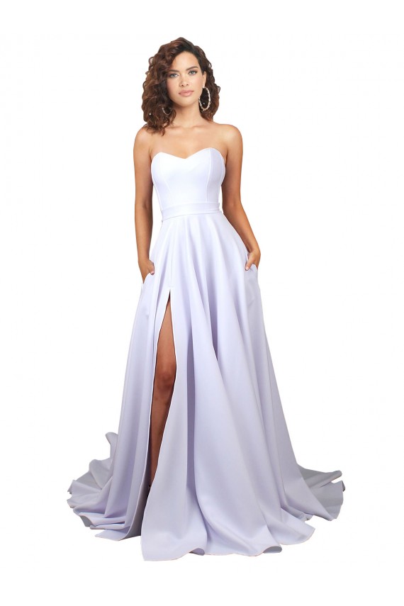 Long White Sleeveless A-Line Stretch Crepe Beach Wedding Dress Birmingham