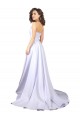 Long White Sleeveless A-Line Stretch Crepe Beach Wedding Dress Birmingham