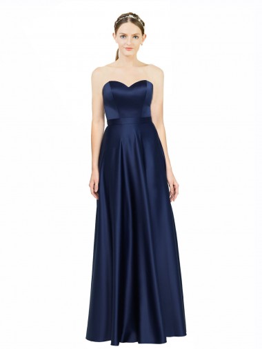 Long Dark Navy Sleeveless A-Line Low Back Black Tie Evening Gown / Bridesmaid Dress Birmingham
