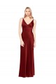 Long Burgundy Sleeveless A-Line V-Back Stretch Satin Formal Evening Gown / Prom Dress / Bridesmaid Dress Birmingham