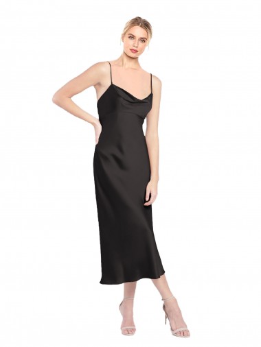 Midi Length Black Sleeveless A-Line Low Back Formal Evening Gown / Prom Dress / Bridesmaid Dress Birmingham