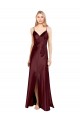 Long Burgundy Gold Sleeveless A-Line Center Front Slit Bridesmaid Dress / Evening Dress Birmingham