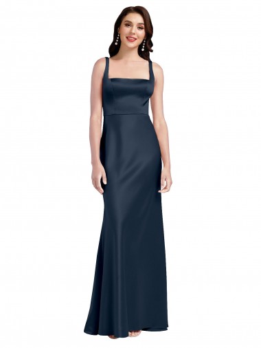 Long Dark Navy Sleeveless A-Line Low Back Formal Evening Gown / Prom Dress / Bridesmaid Dress Birmingham