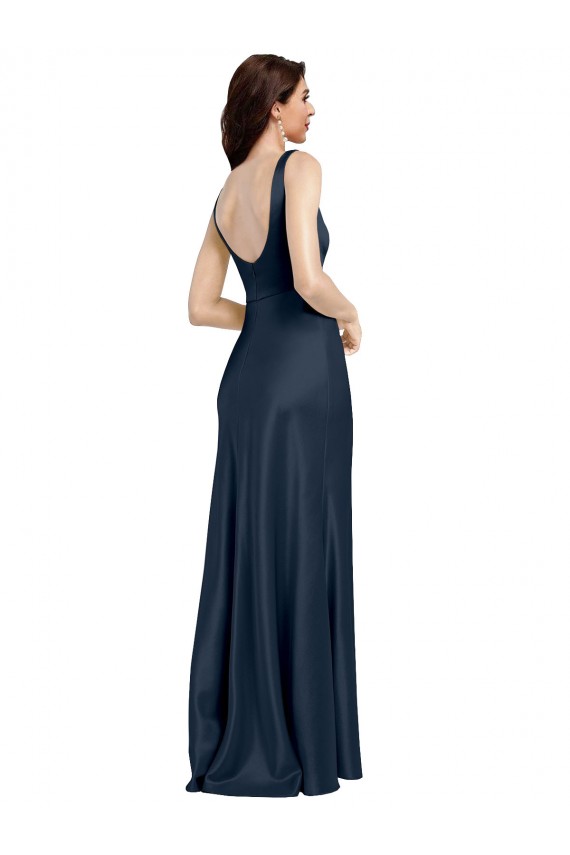 Long Dark Navy Sleeveless A-Line Low Back Formal Evening Gown / Prom Dress / Bridesmaid Dress Birmingham