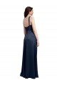 Long Dark Navy Sleeveless A-Line Low Back Side Slit Formal Evening Gown / Prom Dress / Bridesmaid Dress Birmingham