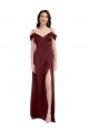 Long Burgundy Gold Sleeveless A-Line Side Slit Formal Dress / Bridesmaid Dress Birmingham