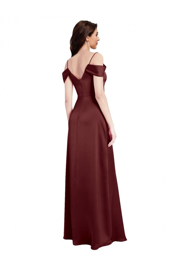 Long Burgundy Gold Sleeveless A-Line Side Slit Formal Dress / Bridesmaid Dress Birmingham