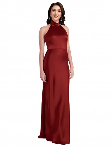Long Burgundy Sleeveless A-Line Open Back Black Tie Evening Gown / Prom Dress / Bridesmaid Dress Birmingham