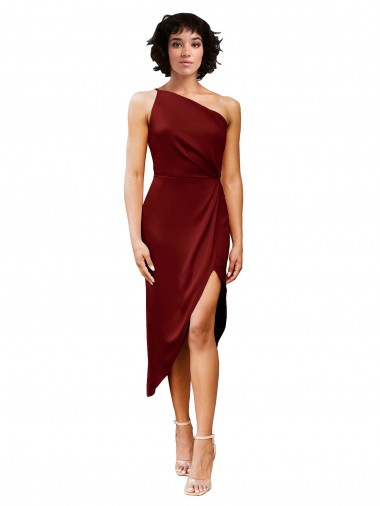 Midi Length Burgundy Sleeveless Sheath Black Tie Evening Gown / Prom Dress / Bridesmaid Dress Birmingham