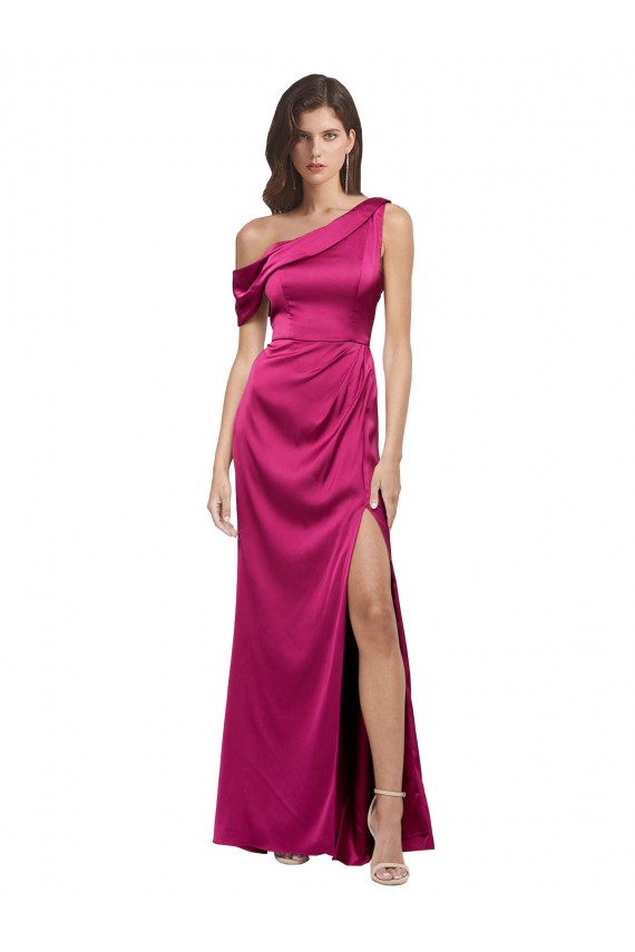 Long Fuchsia Sleeveless A-Line Side Slit Bridesmaid Dress / Evening Dress Birmingham