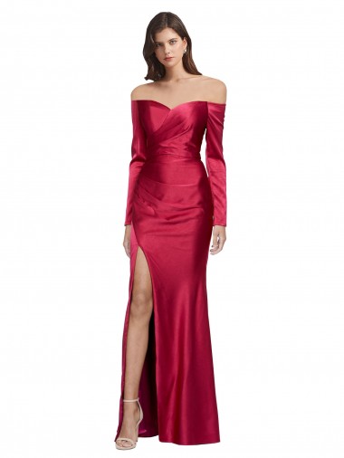 Long Dark Red Long Sleeves Sheath Formal Evening Gown / Prom Dress / Bridesmaid Dress Birmingham