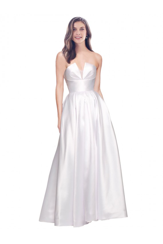 Long White Sleeveless A-Line Low Back Formal Evening Gown / Prom Dress / Bridesmaid Dress Birmingham