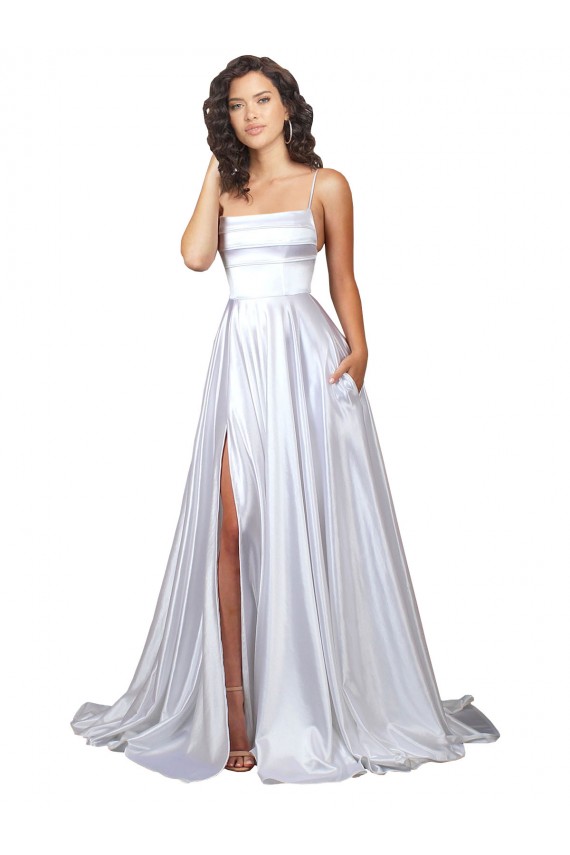 Long White Sleeveless A-Line Beach Wedding Dress Birmingham