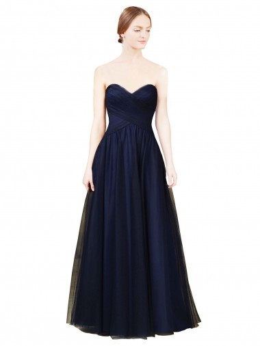 Long Dark Navy Sleeveless A-Line Tulle Bridesmaid Dress / Evening Dress Birmingham