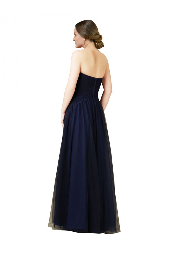Long Dark Navy Sleeveless A-Line Tulle Bridesmaid Dress / Evening Dress Birmingham