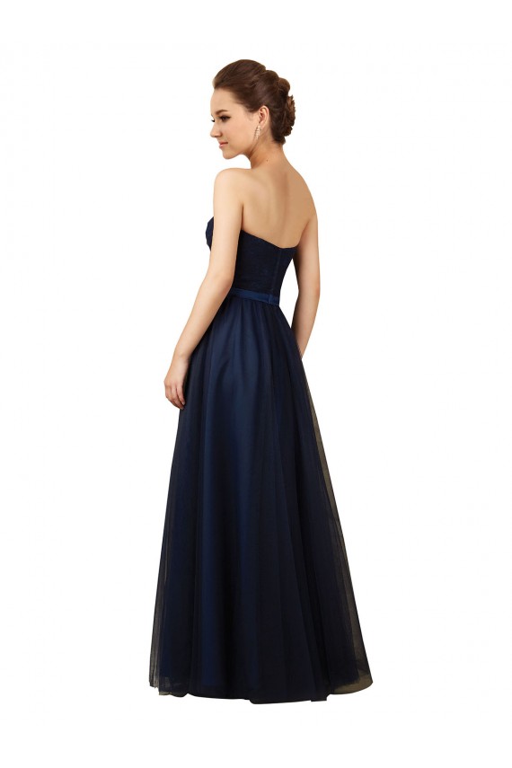 Long Dark Navy Sleeveless A-Line Bridesmaid Gown Birmingham