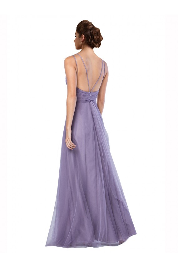 Long Watermelon Sleeveless A-Line V-Back Bridesmaid Dress Birmingham