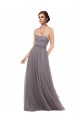 Long Pewter Sleeveless A-Line V-Back Bridesmaid Dress Birmingham