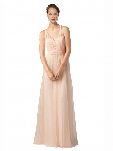 Long Nude Sleeveless A-Line Bridesmaid Dress / Evening Dress Birmingham