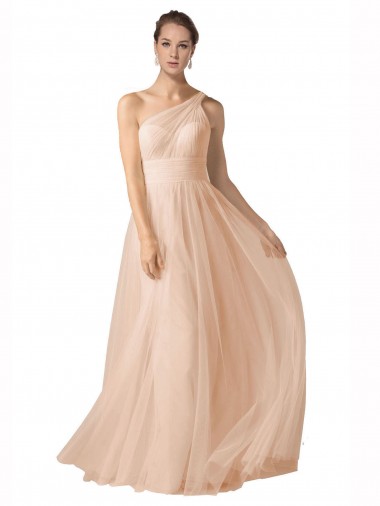 Long Nude Sleeveless A-Line Keyhole Back Formal Dress / Bridesmaid Dress Birmingham