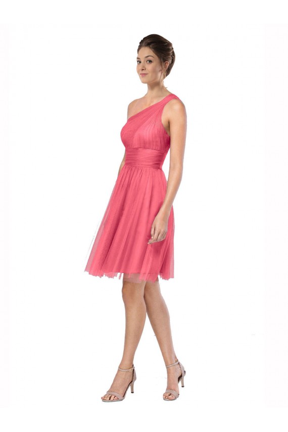 Long Watermelon Sleeveless A-Line Tulle Bridesmaid Dress Birmingham
