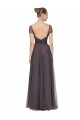 Long Pewter Cap Sleeves A-Line Bridesmaid Dress Birmingham