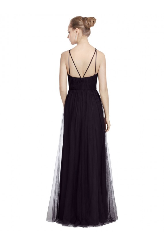Long Black Sleeveless A-Line Tulle Bridesmaid Gown Birmingham