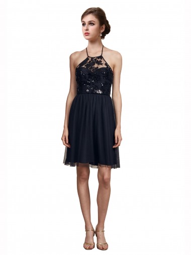 Knee Length Black Sleeveless A-Line Bridesmaid Gown Birmingham