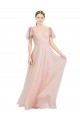 Long Pink Flutter Sleeves A-Line Formal Dress / Bridesmaid Dress Birmingham