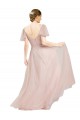 Long Pink Flutter Sleeves A-Line Formal Dress / Bridesmaid Dress Birmingham
