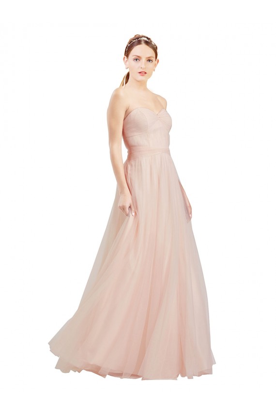 Long Pink Sleeveless A-Line Open Back Tulle Semi Formal Dress / Bridesmaid Dress Birmingham