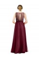 Long Burgundy Sleeveless A-Line Keyhole Back Semi Formal Evening Dress / Bridesmaid Dress Birmingham