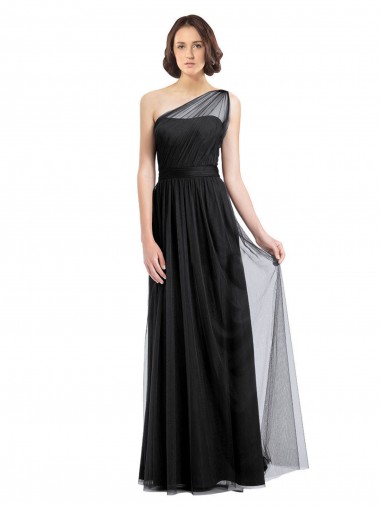 Long Black Sleeveless A-Line Tulle Bridesmaid Dress Birmingham