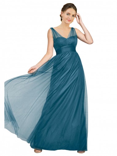 Long Teal Green Sleeveless A-Line V-Back Bridesmaid Dress Birmingham