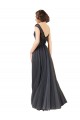 Long Slate Grey Cap Sleeves A-Line Bridesmaid Dress Birmingham