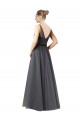 Long Slate Grey Sleeveless A-Line V-Back Formal Dress / Bridesmaid Dress Birmingham