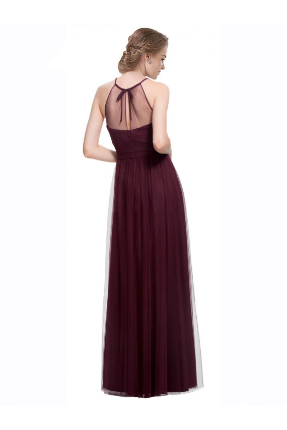 Long Red Sleeveless A-Line Tulle Bridesmaid Dress Birmingham
